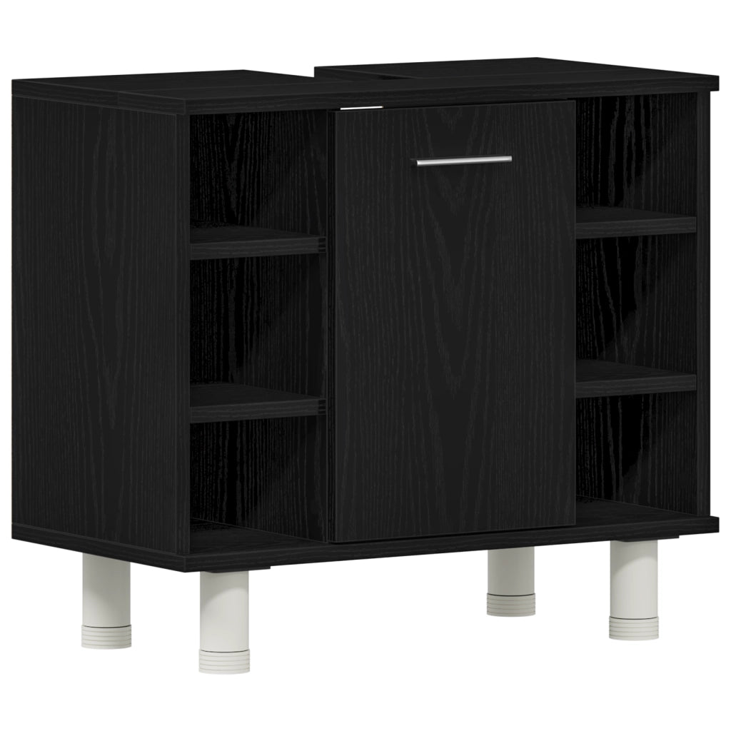 Set di mobili da bagno 3 pezzi in legno ingegnerizzato con finitura rovere nero