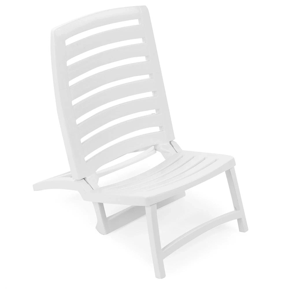 Trade Shop - Spiaggina Sedia Sdraio Da Spiaggia Design Basso Pieghevole Bianco 42x58xh64cm 862760 -