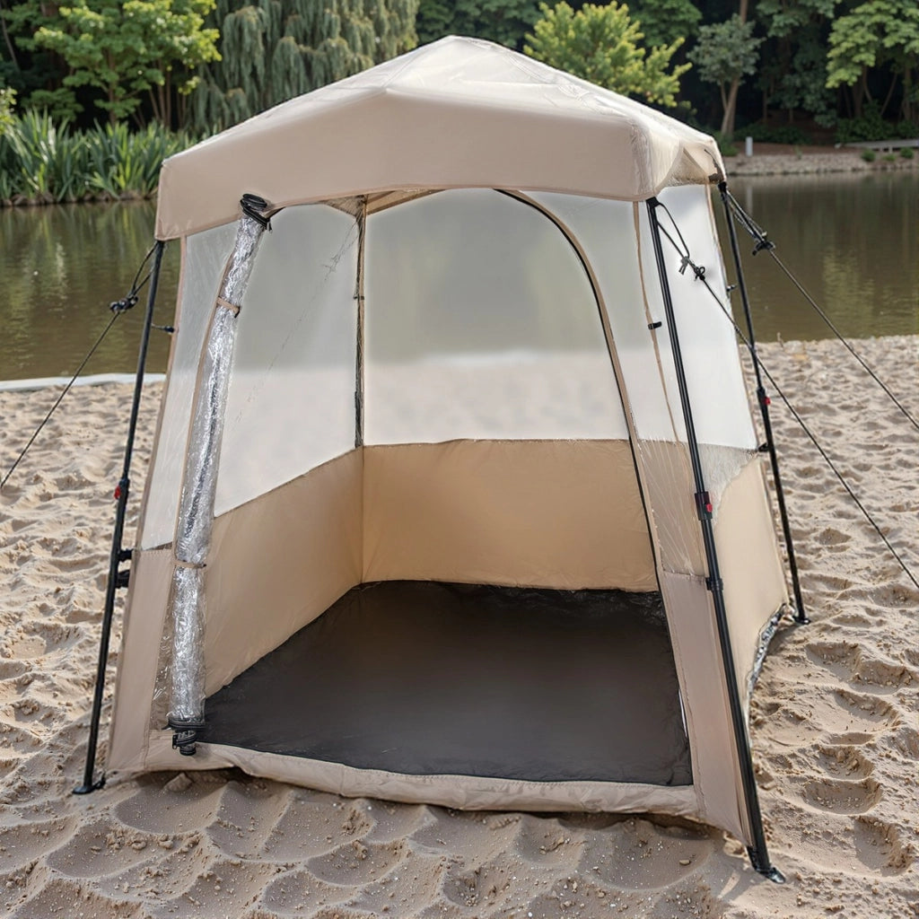Tenda sportiva pop up con borsa da trasporto, Tenda a bolla portatile in PVC trasparente per pesca e campeggio 183 cm Marrone-Tende