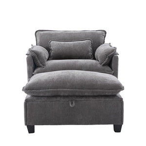 Poltrona oversize - Xylo - con poggiapiedi e pouf tasche laterali velluto