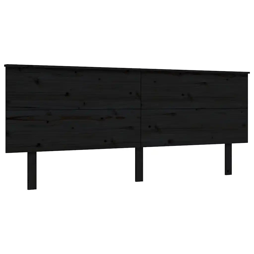 Giroletto con Testiera Nero 200x200 cm in Legno Massello 3193425