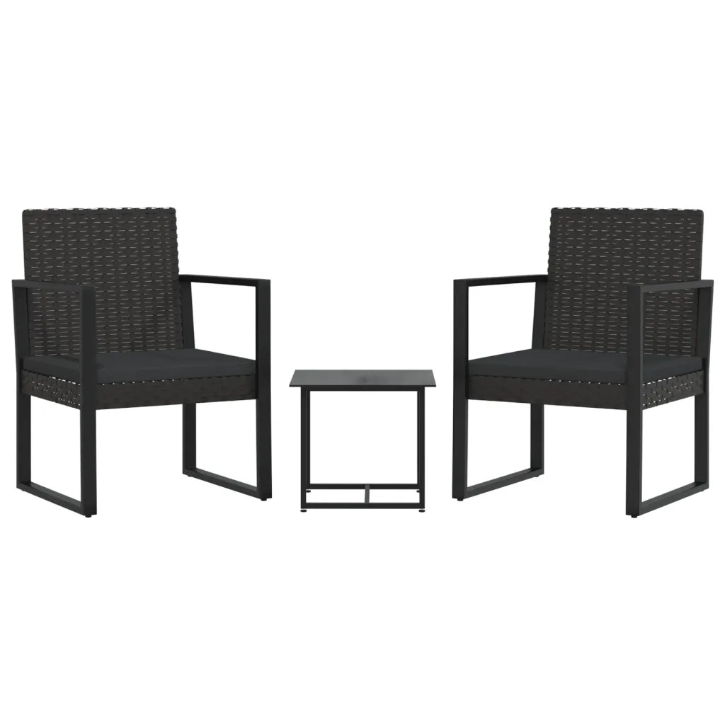 Set Divani da Giardino 3 pz con Cuscini Nero in Polyrattan cod mxl 63172