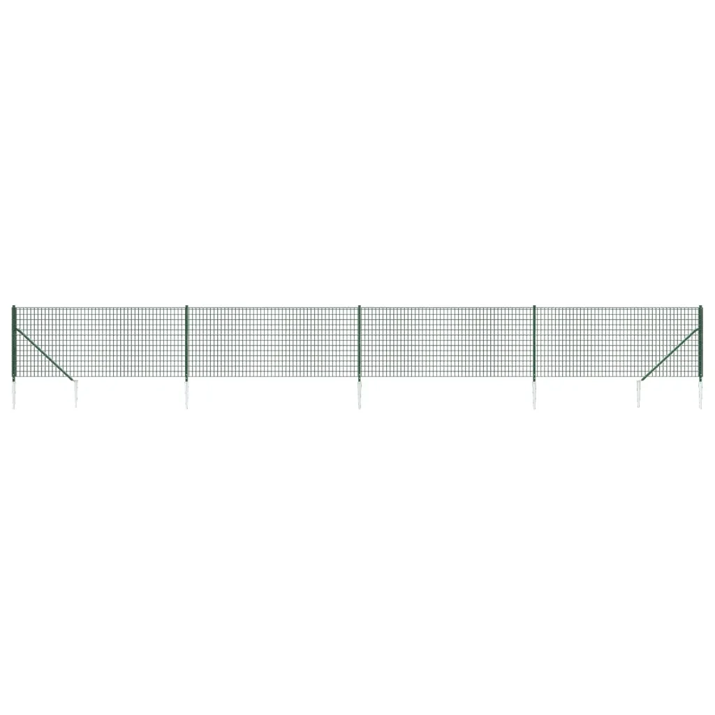 Recinzione Metallica con Picchetti Ancoraggio Verde 0,8x10 m 154096