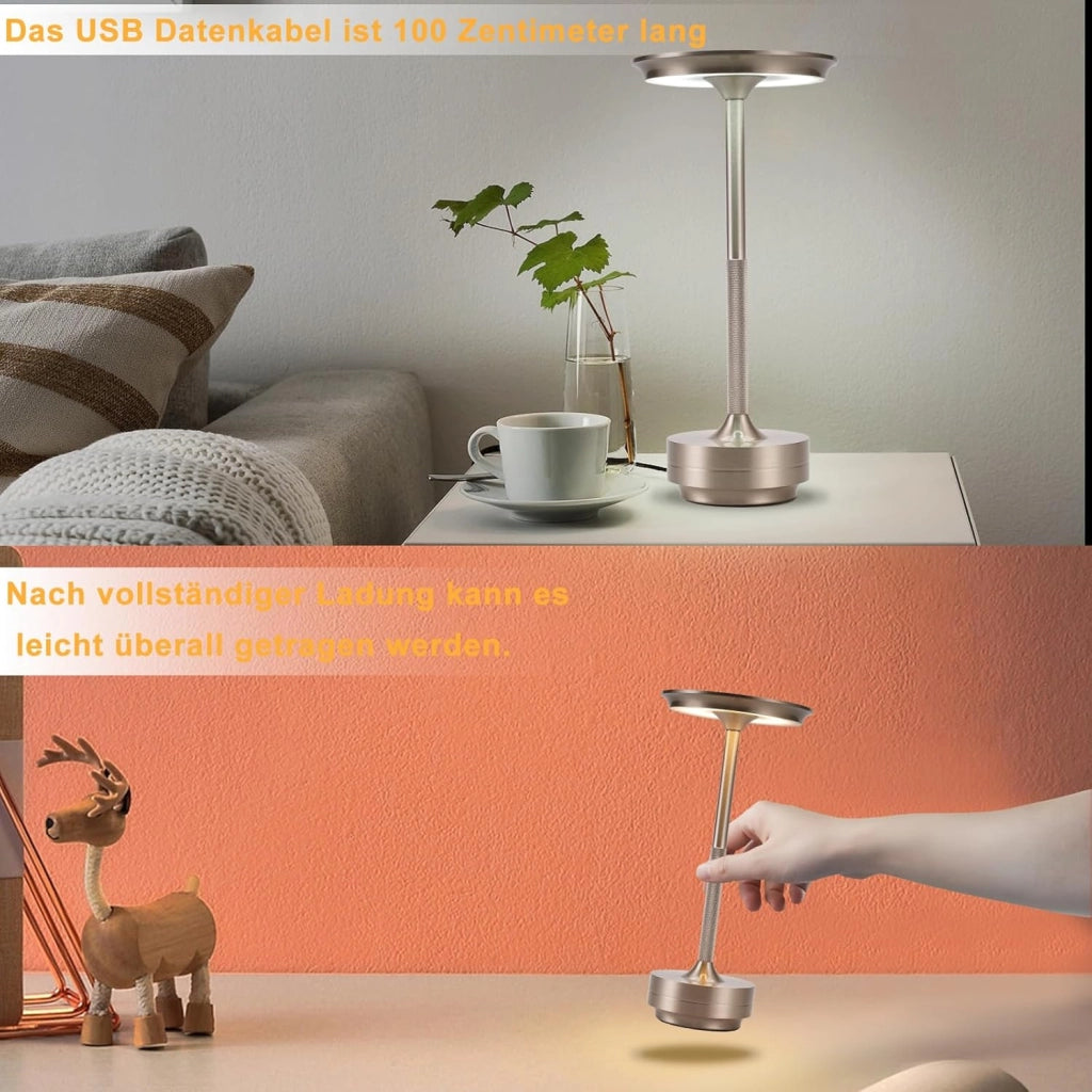 ZMH Lampada da tavolo wireless set 2 pezzi batteria touch dimmerabile USB ricaricabile per comodino camera letto