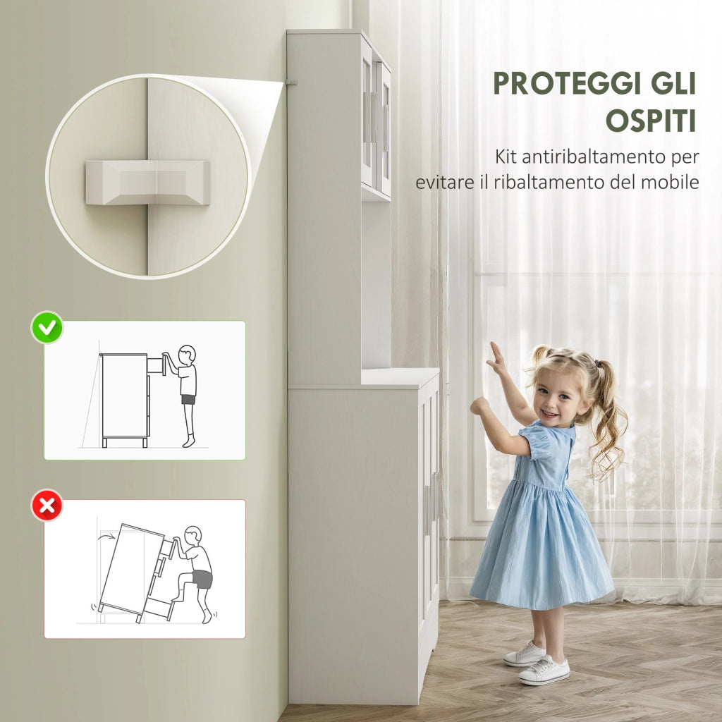 Armadio Dispensa con Ante e Ripiani ¨C Zephmum ¨C Bianco 108x35x180 cm
