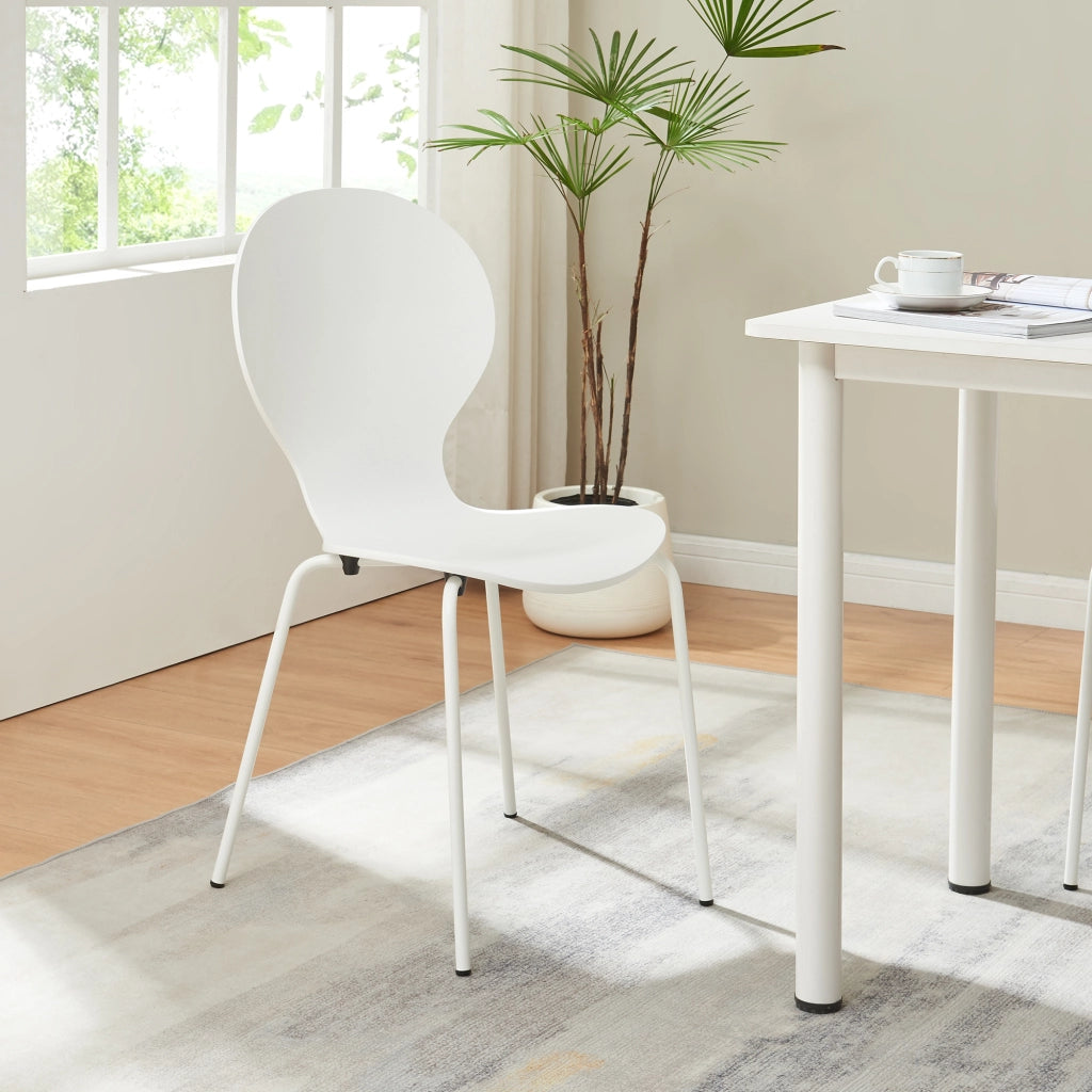 Set di 4 Sedie da Sala ETNE Impilabili - Bianco [en.casa]