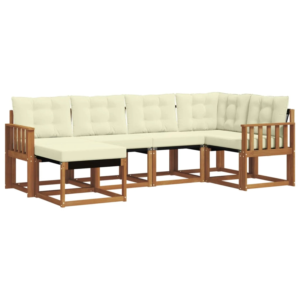 Set di divani da esterno con cuscino 6 pcs Naturale e Crema