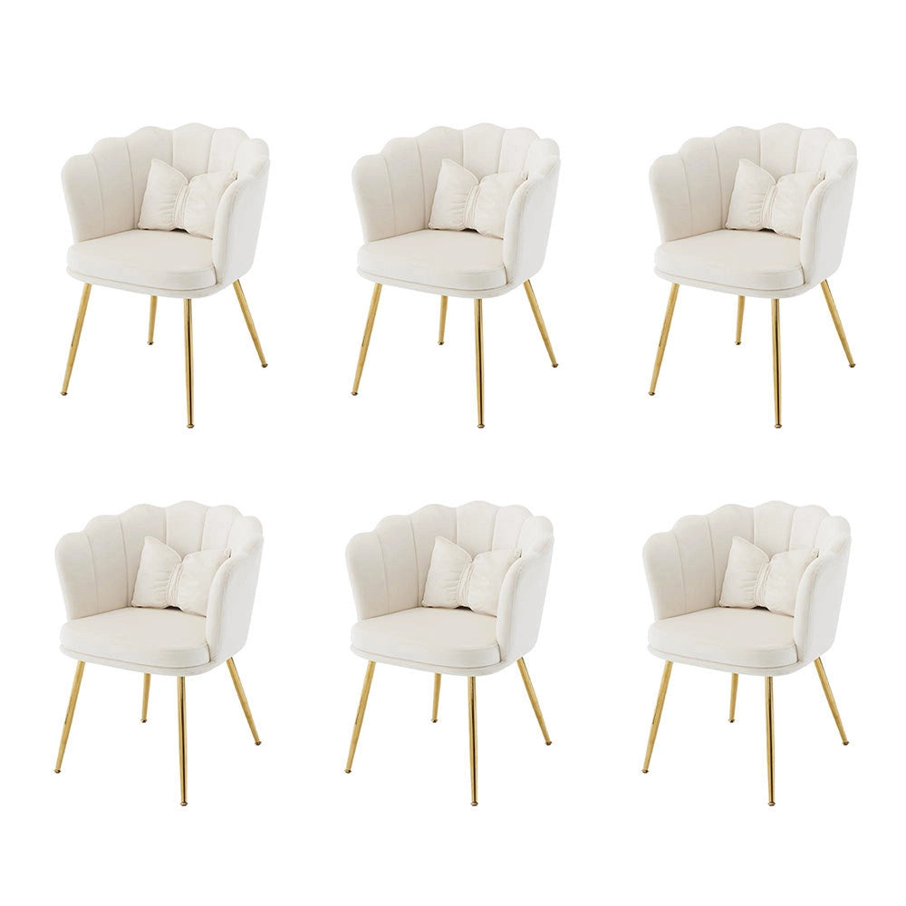 Set di 6 sedie moderne in velluto - Xylo - Schienale a petalo, piedi metallo dorato, cuscini farfalla