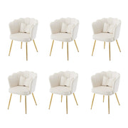 Set di 6 sedie moderne in velluto - Xylo - Schienale a petalo, piedi metallo dorato, cuscini farfalla