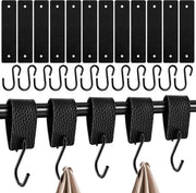 Set di 12 S-haakjes con anello in pelle - robuste ganci in acciaio inossidabile per attaccapanni - 12,5 x 3 cm - ganci per appendere - per guardaroba - campeggio - cucina - bagno - duraturo e resistente