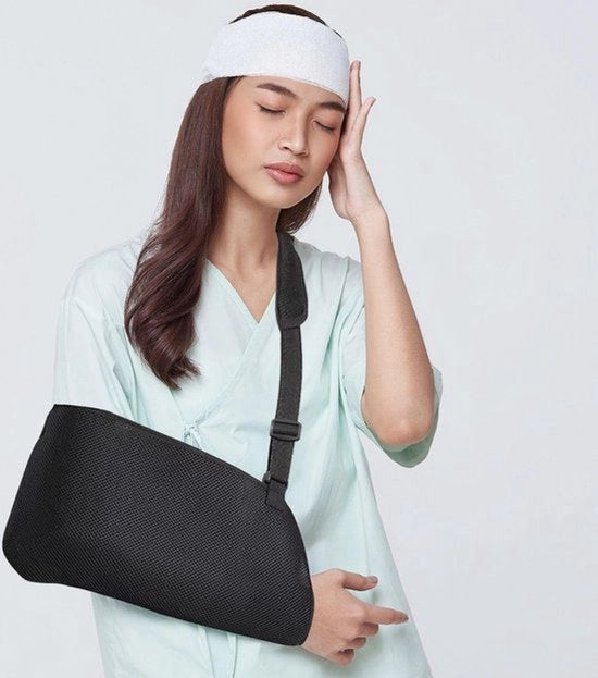 Supporto per braccio con 2 supporti per avambraccio regolabili - maniglie di respiro in mesh - supporto per spalle, collo e polso - per fratture e lesioni ai gomiti.