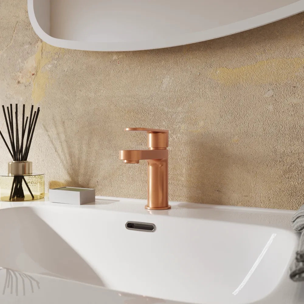 Miscelatore lavabo senza scarico rame spazzolato altezza 13cm | Margot