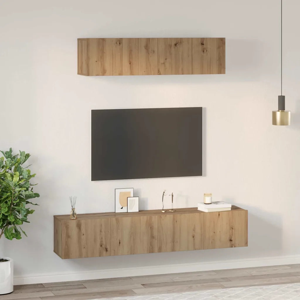 Set mobile TV 4 pcs Rovere artigianale Legno multistrato 3393362