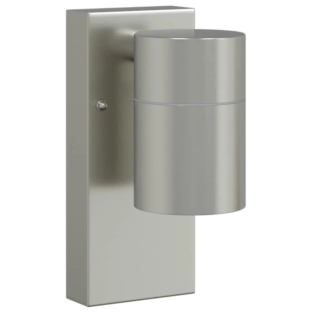 Set di 2 robuste applique da parete per esterni design moderno 6,5 x 10,5 x 16 cm acciaio inox argento 02_0056532