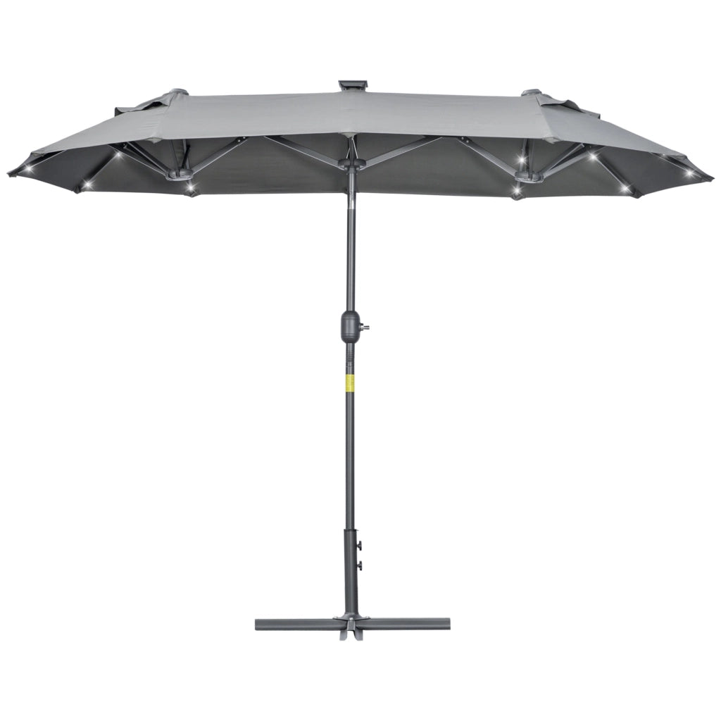 Ombrellone Doppio da Giardino 295x150x219 cm in Acciaio e Poliestere Grigio