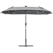 Ombrellone Doppio da Giardino 295x150x219 cm in Acciaio e Poliestere Grigio