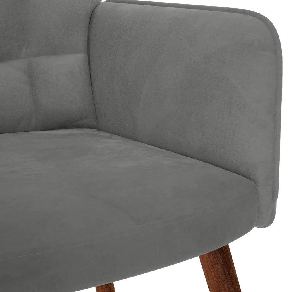Sedia a dondolo con sgabello in velluto grigio scuro CFW9423281