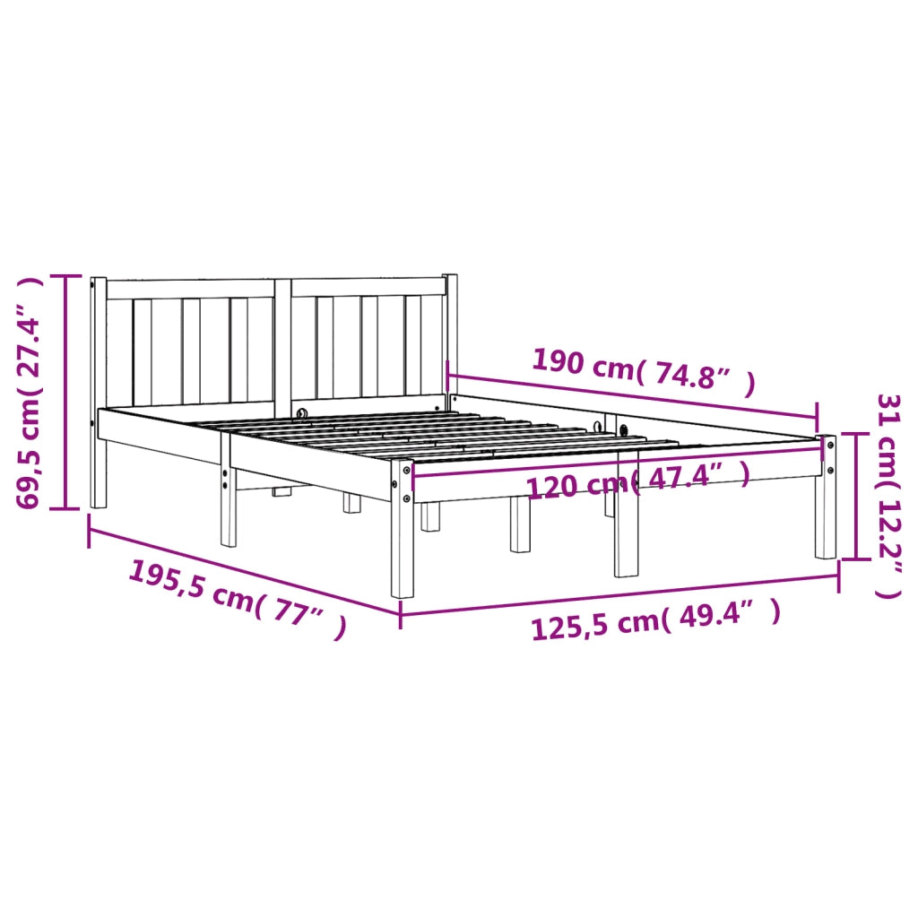 Letto senza Materasso-Struttura Letto Marrone Cera 120x190 cm in Legno di Pino 318306