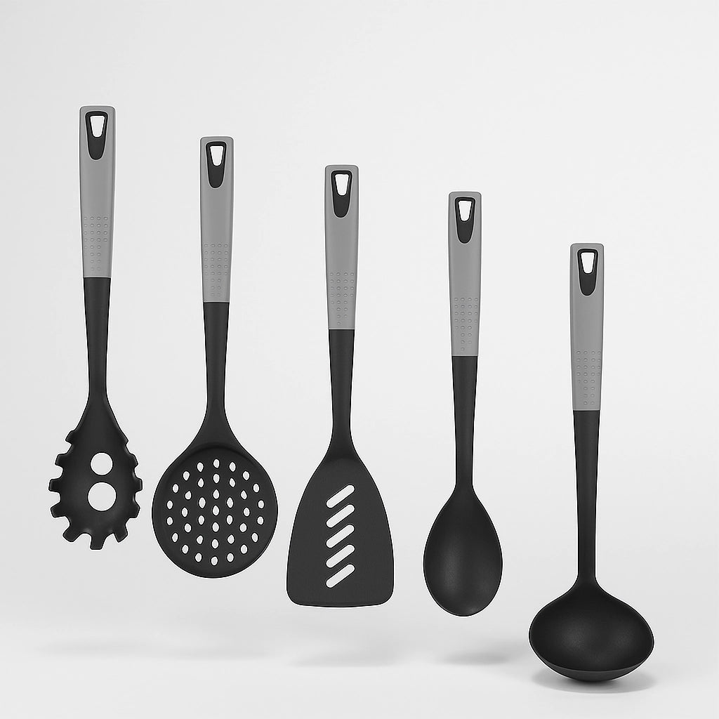 Kit 5pz Utensili Cucina Mestoli in Polipropilene Manico Soft Antiaderenti