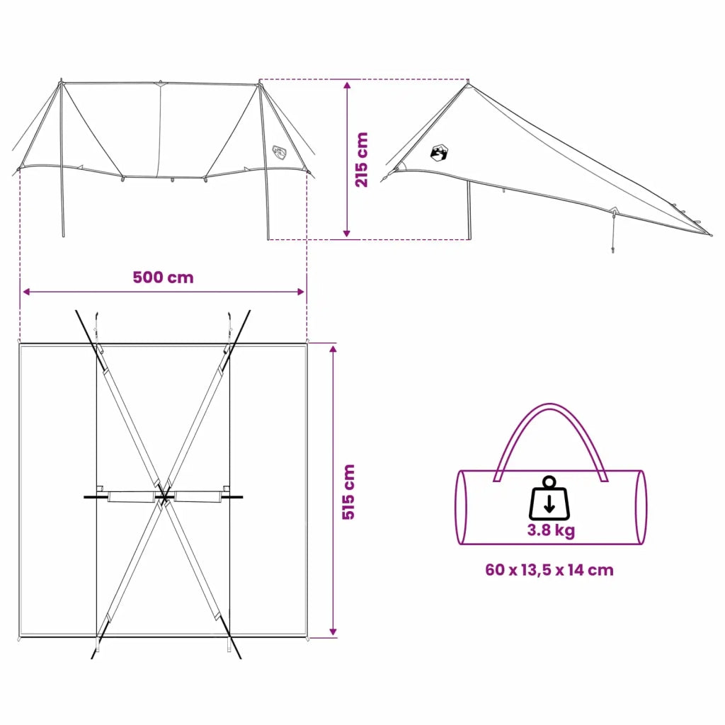 Tenda da veicolo Grigio e arancione 518 x 580 x 215 cm 42028557