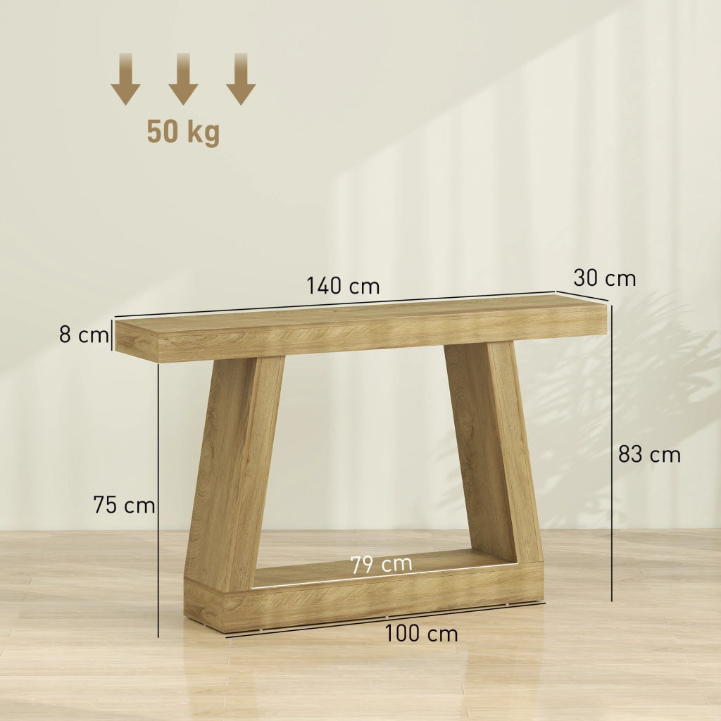 Tavolo Consolle 140 cm. Retro Divano con Contenitore. Rovere.