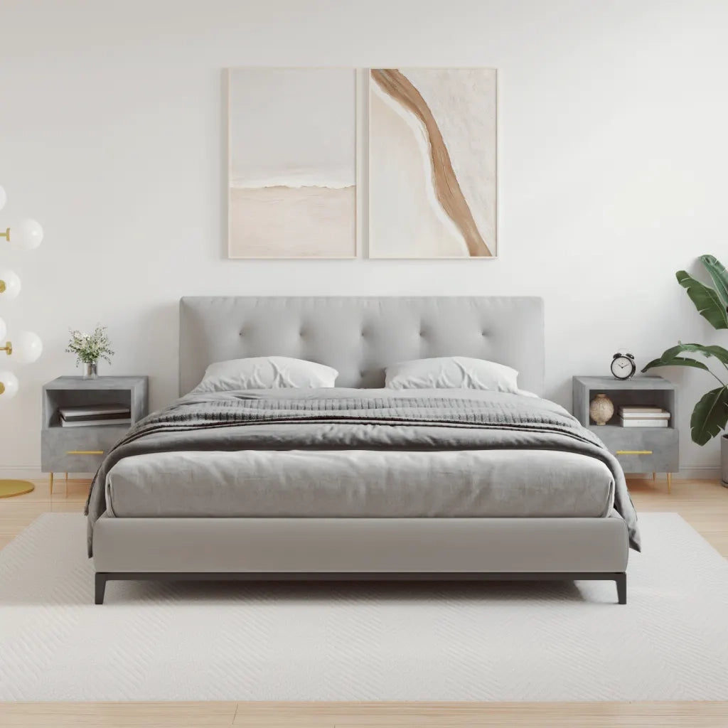 Comodini 2 pz-Set di 2 Tavolino da notte Grigio Cemento 40x35x47,5 cm in Legno Multistrato 738527
