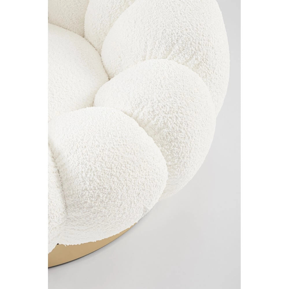 Poltrona Girevole Bouclé con Base in Acciaio Dorato - RACHEL