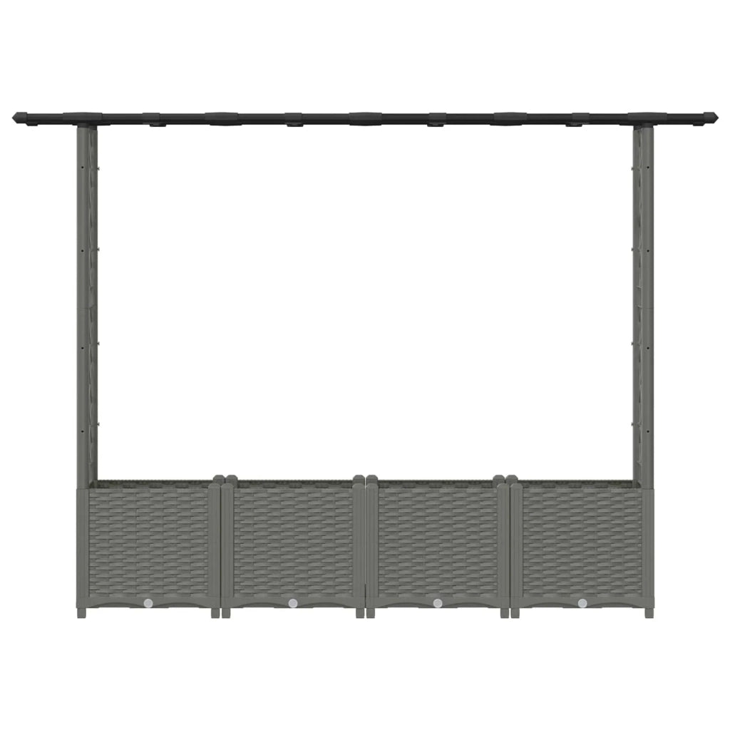 Letto Rialzato con Griglia e Tetto Grigio Chiaro PP 42032592