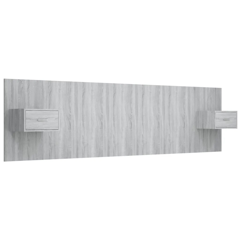 Testiera | Testata Letto con Comodini in Legno Multistrato Grigio Sonoma