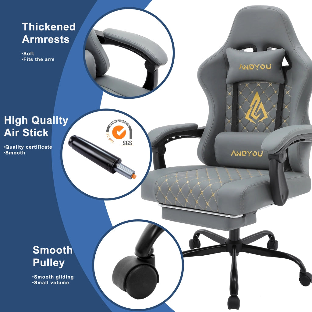 Sedia Gaming Ergonomic in Pelle ¨C Zephmum ¨C Grigio
