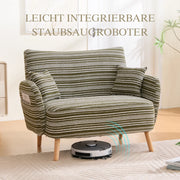 Divano Dritto 2 Posti con Tasche Laterali Braccioli Confortevoli Cuscino Schienale Moderno in Bouclé Verde Oliva