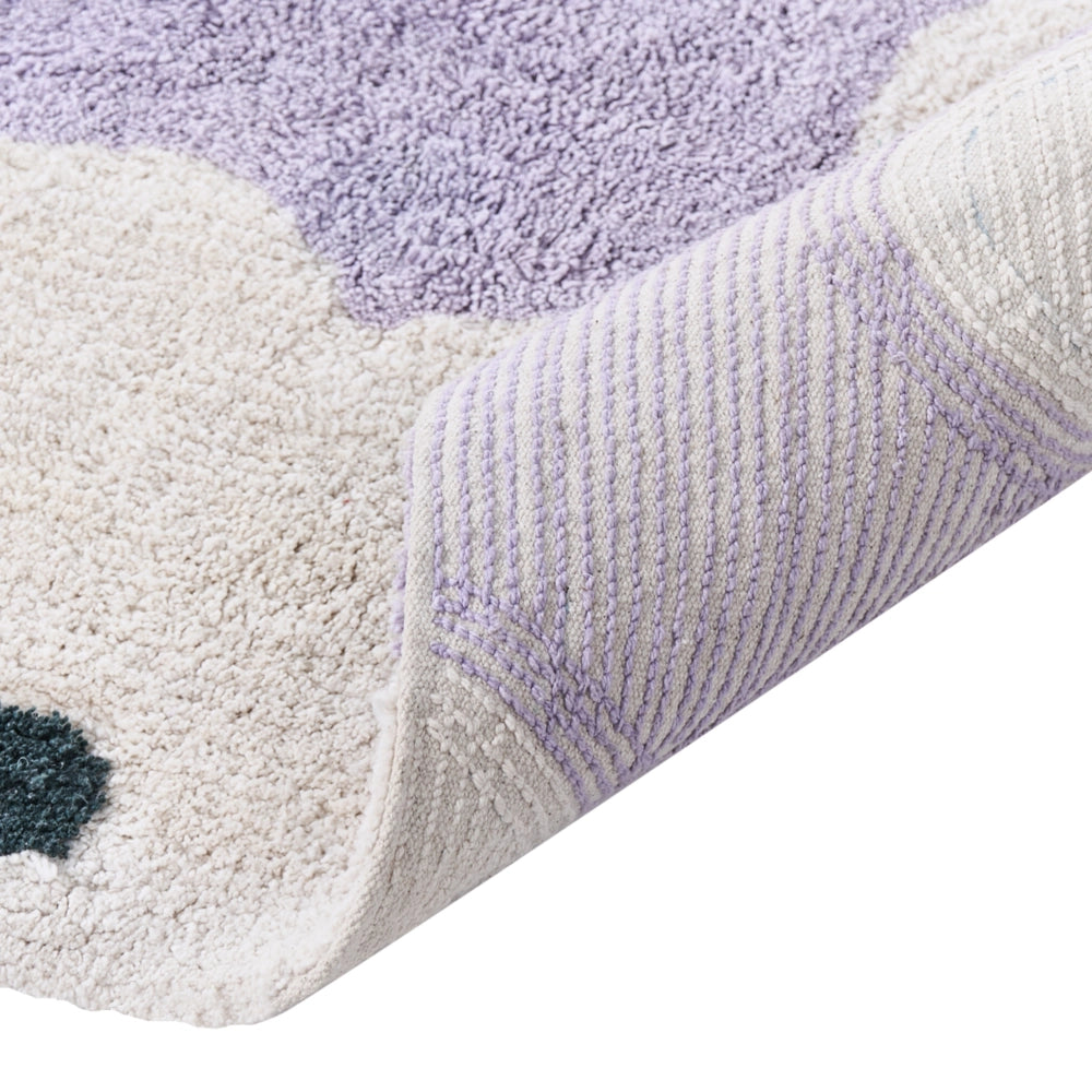 Tappeto viola chiaro in cotone 140 x 200 cm con motivi floreali decorativi in stile bohémien Soggiorno Bambini Camera dei bambini
