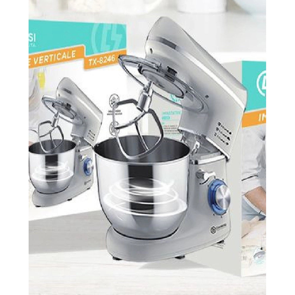 Trade Shop - Impastatrice Robot Da Cucina Con Accessori 1400 Watt Mixer Tx-8246 Con Ciotola -