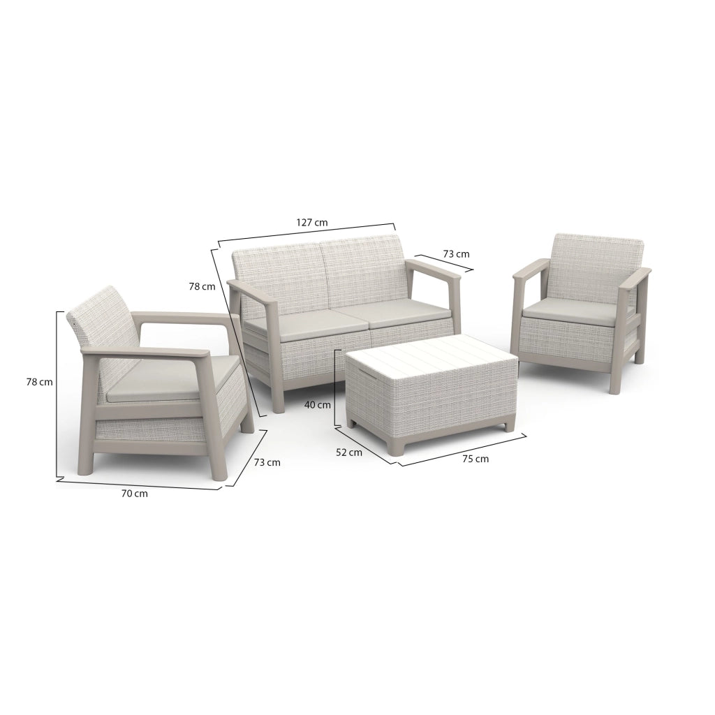 Salottino Outdoor Grafton, set Salotto da Esterno 4 Posti, Beige