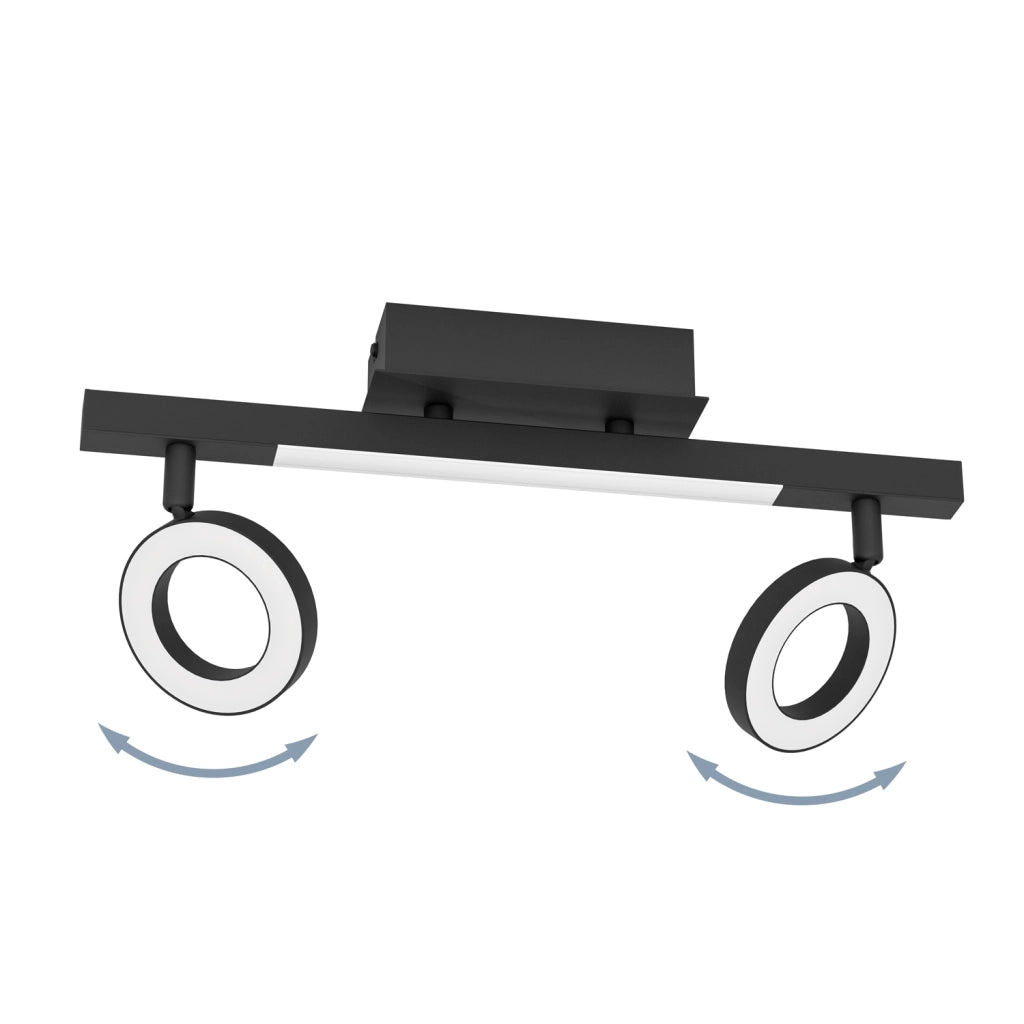 Spot Moderno Cardillio 2 In Alluminio Nero 2 Luci Led 3,2W 3000K Ip20