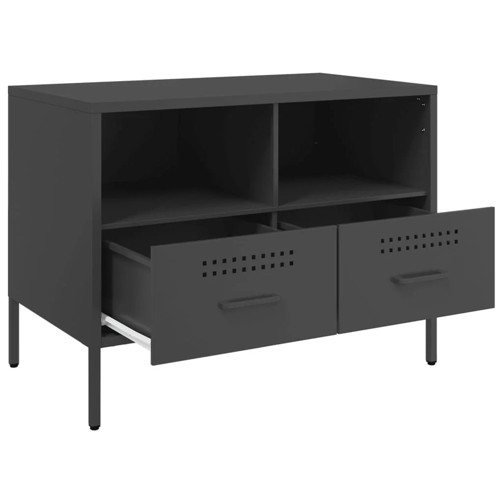 Mobile TV multimediale mensola TV credenza TV adatto per sala da pranzo soggiorno camera da letto 68 x 39 x 50,5 cm acciaio nero 02_0026159