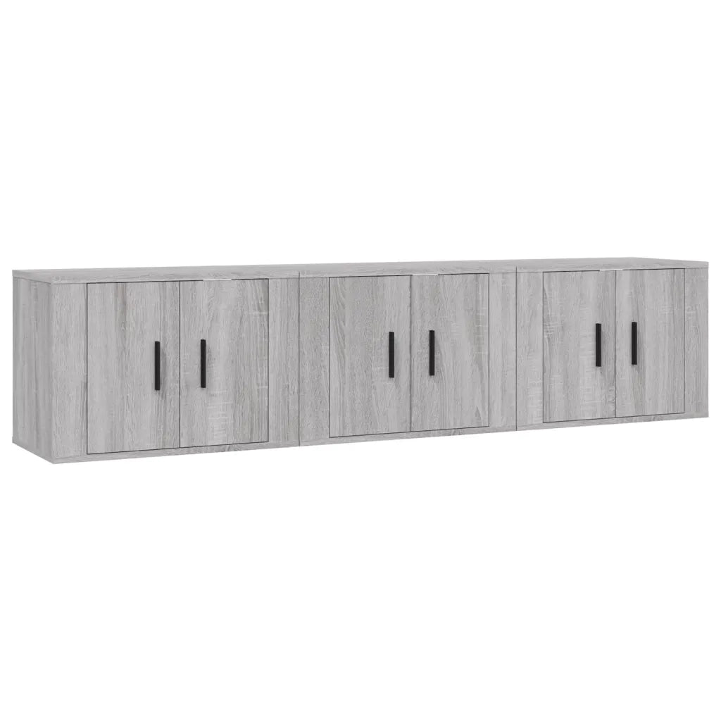 Mobili Porta TV a Parete 3 pz Grigio Sonoma 57x34,5x40 cmcod mxl 76769