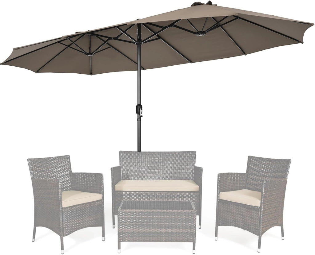 Ombrellone doppio, rettangolare, con manovella e protezione UV, grande ombrellone da balcone impermeabile, ombrellone da giardino, ideale per piscina, mercato, 460 x 260 x 240 cm
