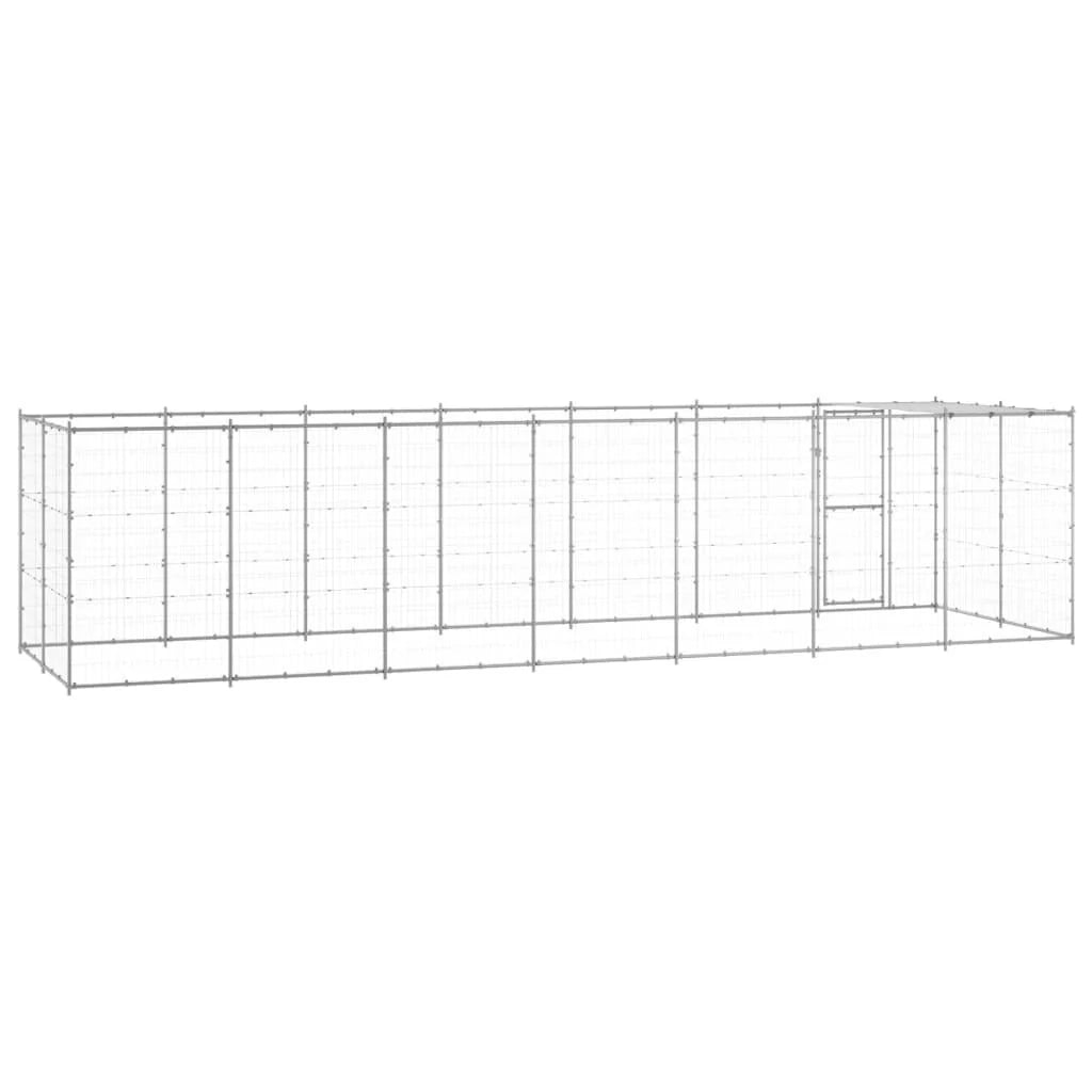 Recinto per animali da esterno per cani in acciaio zincato con tetto 16,94 m² 02_0000436