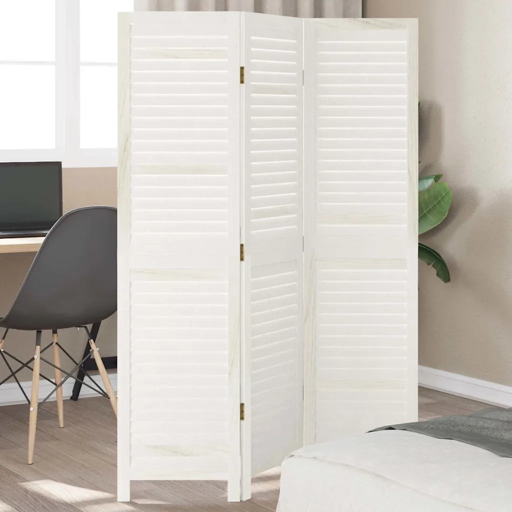 Divisorio Ambienti | Divider per stanze | Paravento 3Pannelli Bianco Legno Massello di Paulownia