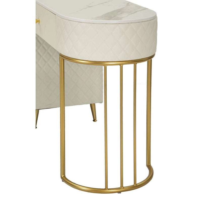 Toeletta Sharon Panna Con Puff cm 120x40x75 (misura Puff ø36x39)