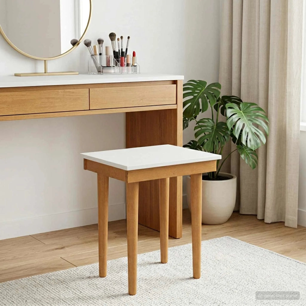 Sgabello da tavolo da trucco FAUSKE Bianco 40 x 33 x 45 cm 42040696