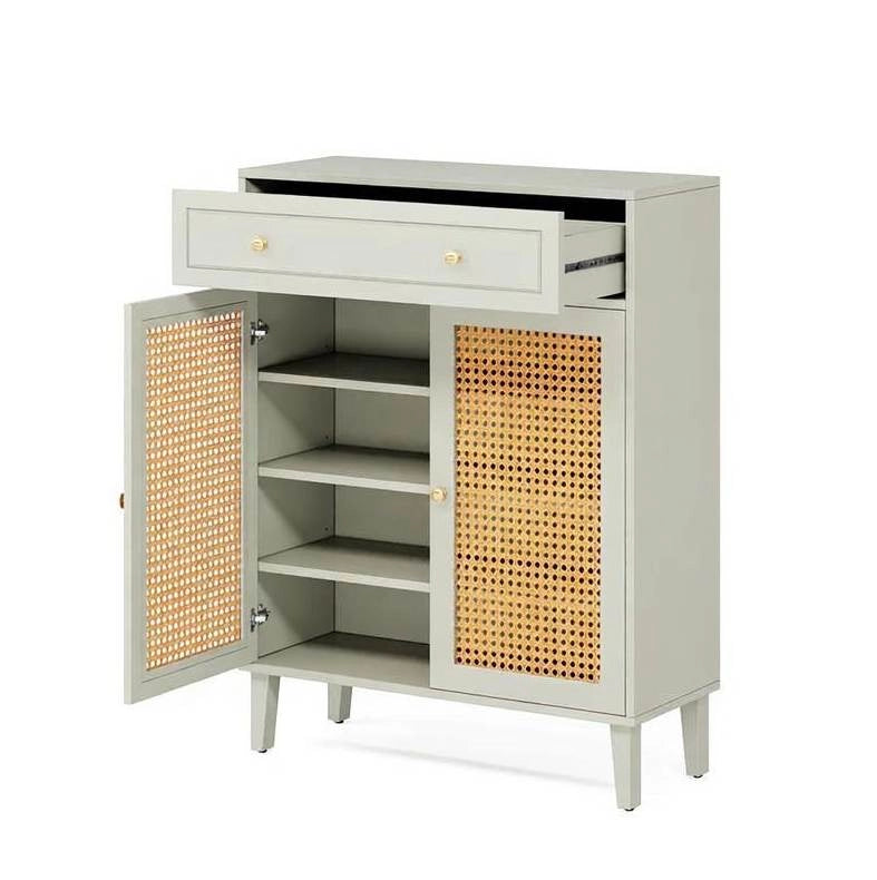 Scarpiera con ante e ripiani regolabili; 80 x 35 x 100 cm; MDF verde menta