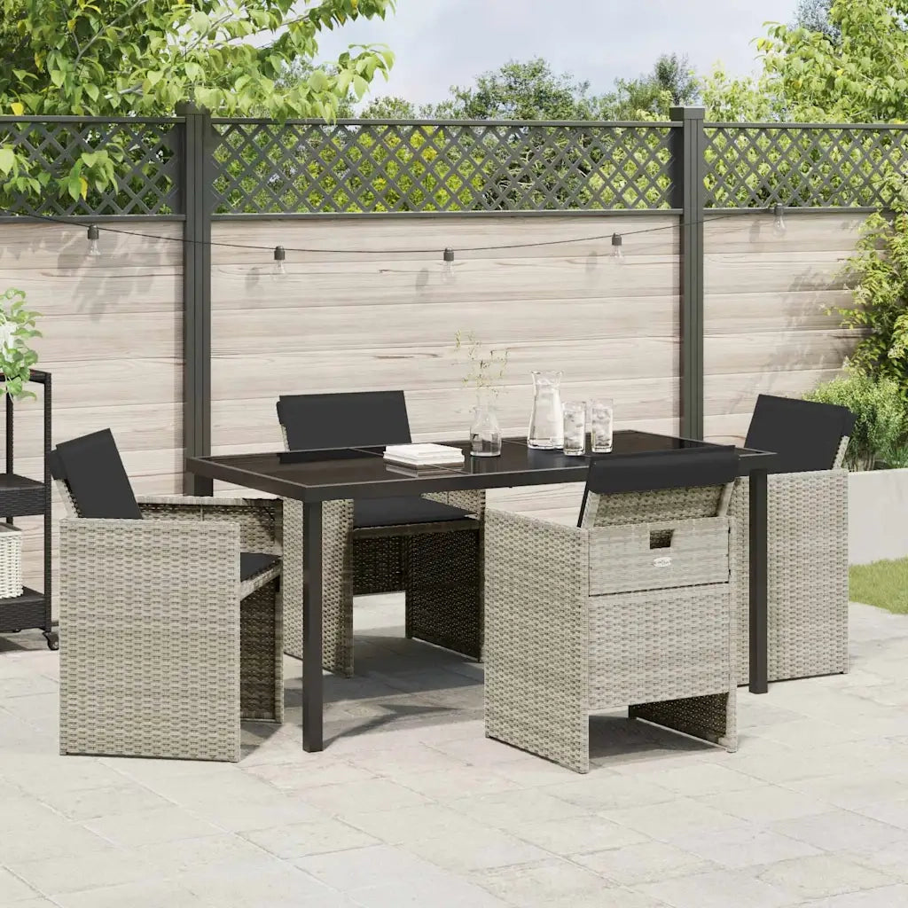 Set da Pranzo per Giardino 5 pz | Set Salotto da Giardino Grigio chiaro polyrattan