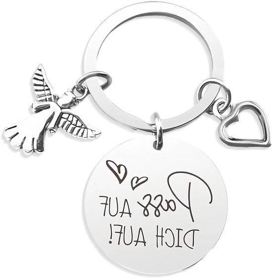 Chiave di acciaio personalizzata con angelo custode 

Dimensioni: 
- Lunghezza: 8 cm
- Larghezza: 2,5 cm
- Altezza: 1,5 cm

Materiali: 
- Acciaio

Colore: 
- Argento

Modello: 
- 123456