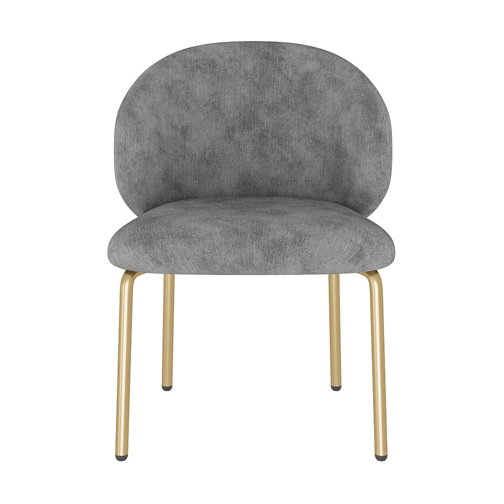 Set di 4 sedie da pranzo - Xylo - 47,5x56x74 cm - Grigio - Piedi dorati in velluto