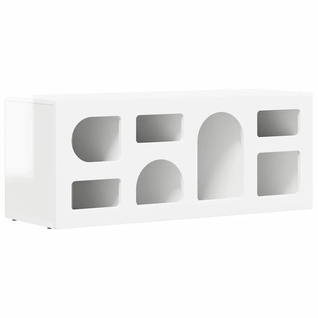 Mobile TV Bianco Lucido 100 x 35 x 40 cm Legno multistrato 891268