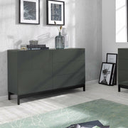 Credenza moderna a 1 anta e 3 Adana, Made in Italy, Madia da cucina, Buffet di design da soggiorno, con piedini, cm 110x40h47, Antracite lucido
