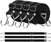 Set di 4 espandi per sacchi con ganci metallici - 100 cm - corda di gomma nera - trasporto, imballo e fissaggio.