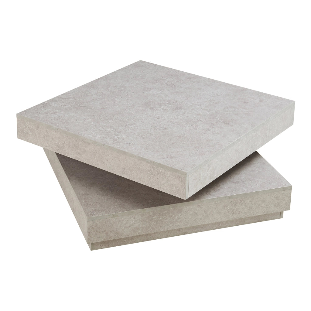 Tavolino da Caffè Florenz con Piano Girevole per Salotto Soggiorno 76 x 76 x 38 cm - Effetto Cemento Chiaro [en.casa]